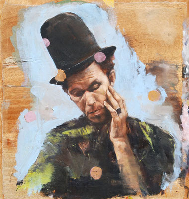 Tom Waits bubble browler, 2023,Öl a.Sperrholz,48x46cm