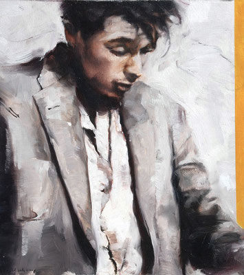 Glenn Gould II, 2023, Öl a.Holz,33,4x30cm