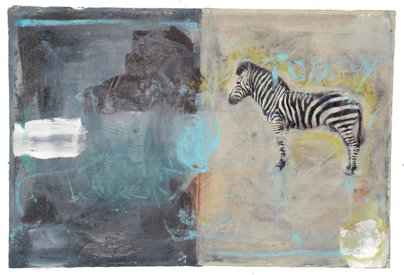 Zebra (Today), 2022, Öl auf Papier, 24 x 36 cm / A3