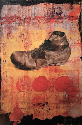 Der Schuh, das Geschenk, der Weg, 2024, Öl auf Leinwand, 60x40cm