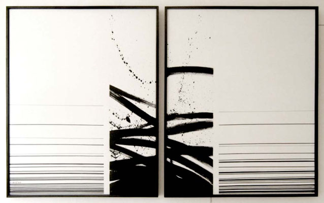 Oussema Troudi, Aria, Acrylique et encre sur toile, diptyque, 160x100cm, 2009.