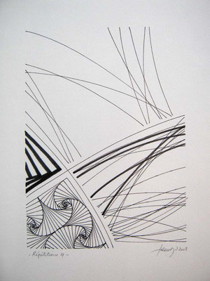 Oussema Troudi, les répétitions 4, encre sur papier, 30x21cm, 2008.