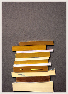 Oussema Troudi, Émondes 2, tranches de livres, 29,7 x 21 cm, 2018.