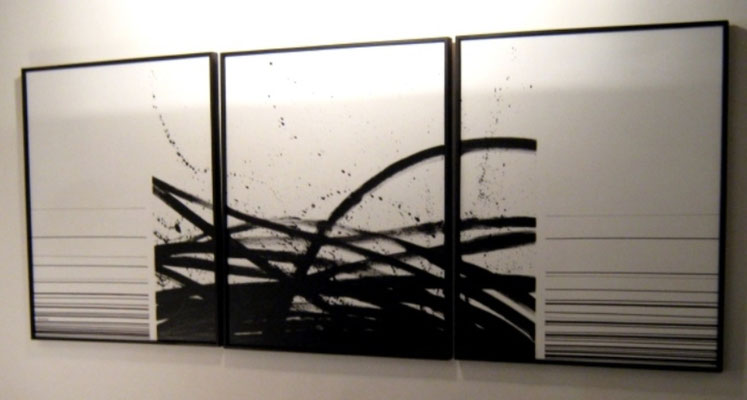 Oussema Troudi, Concerto, Acrylique et encre sur toile, triptyque, 100x240cm, 2009.