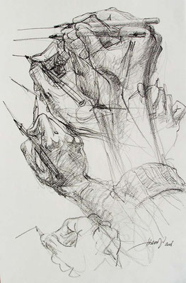 Oussema Troudi, Perspective, crayon sur papier, 50x32,5cm, 2008.