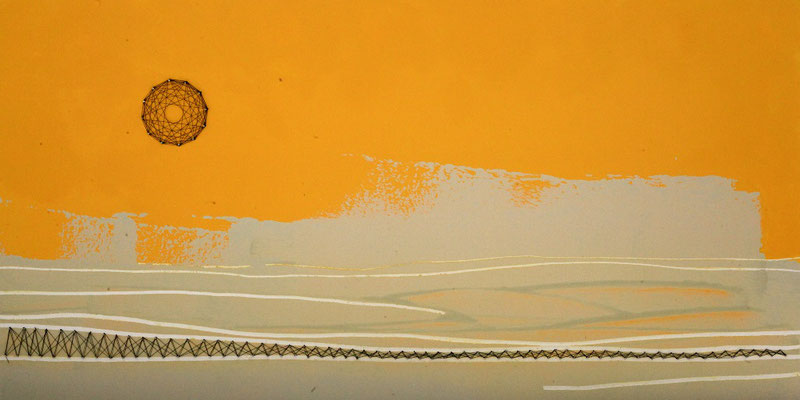 Oussema Troudi, Gafsa, technique mixte sur plâtre, 140x70cm, 2016.
