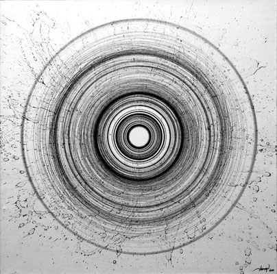 Oussema Troudi, Rotation 2, encre sur toile, 80x80cm, 2012.
