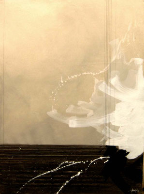 Oussema Troudi, Terre d'ombre, technique mixte sur toile, 135x100cm, 2009.