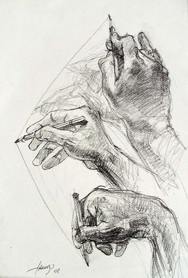 Oussema Troudi, L'angle obtus, crayon sur papier, 50x32,5cm, 2008.