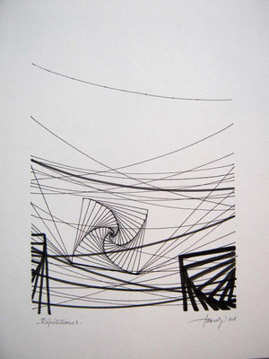 Oussema Troudi, les répétitions 1, encre sur papier, 30x21cm, 2008.