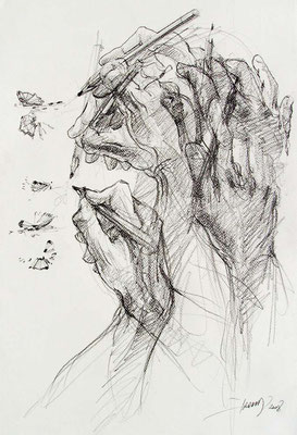 Oussema Troudi, Le Monstre, crayon sur papier, 50x32,5cm, 2008.