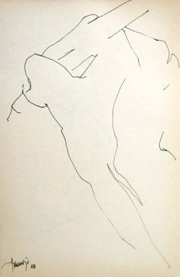 Oussema Troudi, Main droite au crayon, encre sur papier, 21x15cm, 2008.