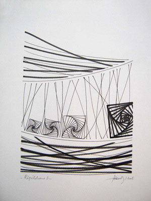 Oussema Troudi, les répétitions 3, encre sur papier, 30x21cm, 2008.