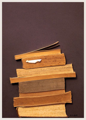 Oussema Troudi, Émondes 4, tranches de livres, 29,7 x 21 cm, 2018.