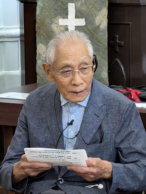 2025年6月29日（日）礼拝の中でインタビュー形式で、信仰の歩みを語って下さる101歳の正さんです。