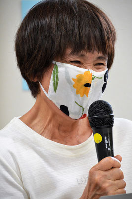 まさよさん　2022年7月17日（日）紀子さんの歓迎茶話会で、皆さんの歓迎のメッセージの場面です。