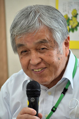 2024年7月14日（日）この日受洗されたMさんの歓迎会にて　洗礼入会式の補助役を務められた富雄さん、お疲れさまでした。お互い少し遠くから旭東教会に通いますね、というお話も他の場で交わされていました。