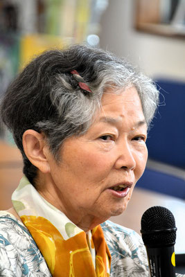 2024年7月14日（日）この日受洗されたMさんの歓迎会にて 艶子さんは、M少年が5年生の頃にご主人と一緒に、旭東教会の奥の方の一室にお暮らしでした。天国の主人も喜んでいると思います、と歓迎のメッセージ。