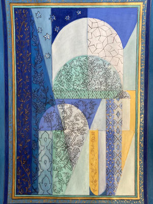 Shirine Moasser - Labyrinthe - Aquarelle , gouache - vendu 