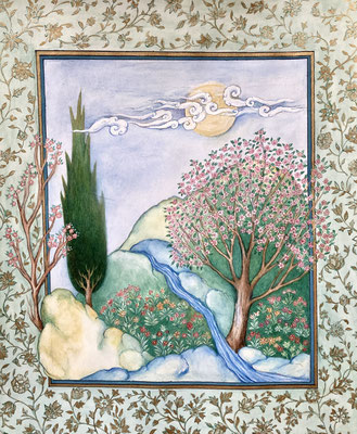 Shirine Moasser - Bahar "le printemps " - Aquarelle , gouache