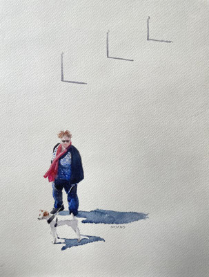 Mehrzad Najand - Peintre - aquarelle - La promenade -  21x30cm - 2025 