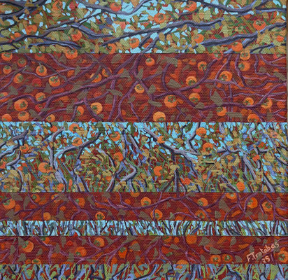 Françoise Trotabas - acrylique sur toile - les kakis,  Vence -20x20cm 