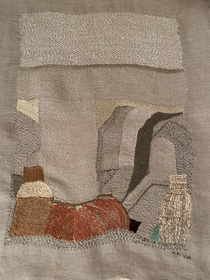 Hava Niknam - " Nature morte" - 2022 - 40x30cm -  fil de coton sur toile de lin 
