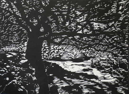 Michelle Boucard - gravure sur bois - la clairiere