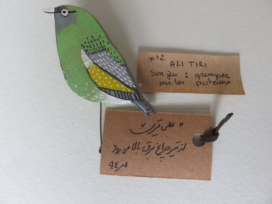Shahzad HAERI - broche oiseau sur bois 