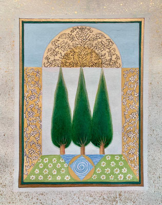 Shirine Moasser -  Si tu étais un lieu pour se reposer 5 - Aquarelle , gouache - vendu 