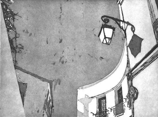 Corinne Lepeytre - Gravure Aquatinte  sur Zinc - Passage Boudin - Tirage à bords perdus  29x39cm - Paris 20 