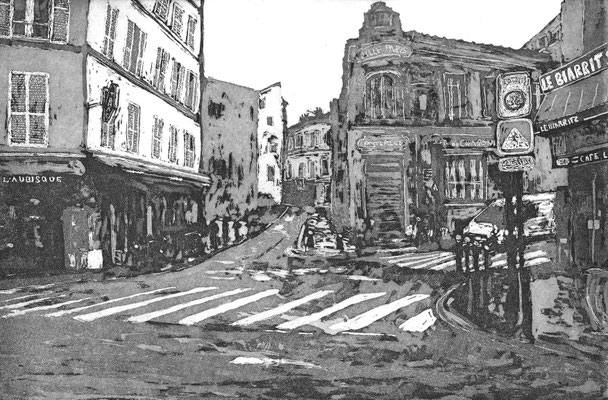 Corinne Lepeytre - Gravure Aquatinte sur Zinc - Rue des Orteaux, rue des Haies  Tirage à bords perdus  19x29cm- Paris 20 
