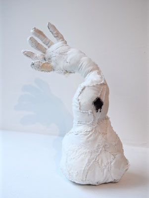 Germination, 2015, Fabric, thread, inks, 16 x 7 x 5 in