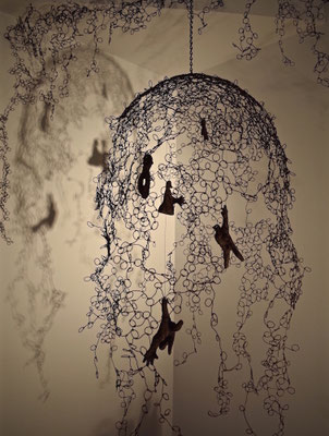 Play ground (Detail), 2015, Wire, terra cotta, electric motor, dimensions variable