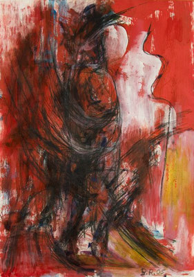 "Frau im Spiegel", 2005 - Acryl/Tusche auf Papier, 40x60 cm