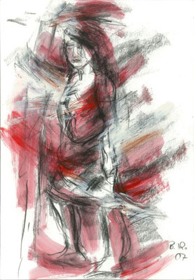"Die Kämpferin", 2008 - Mischtechnik auf Papier, 21x30 cm