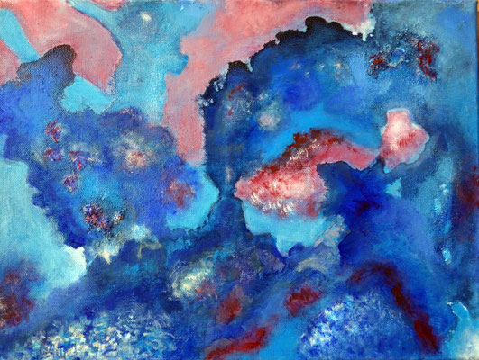 Wolkenwesenaltrosa, 2021, Acryl auf Leinwand, 40 x 30 cm