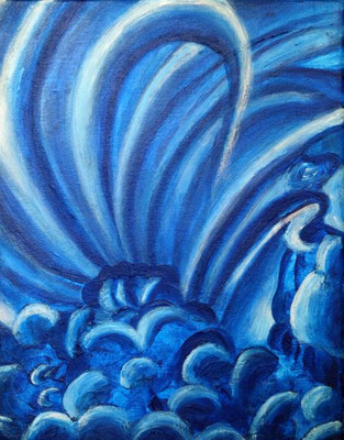 "Fontäne" (Peußischblau), 2020 - Acryl auf Leinwand, 20x30 cm