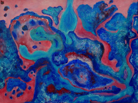 Wolkenwesenrosenrot, 2021, Acryl auf Leinwand, 40 x 30 cm