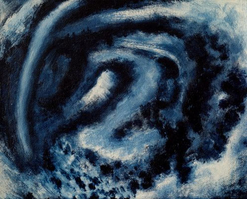 "Welle" (Indigo), 2019 - Acryl auf Leinwand, 30x20 cm