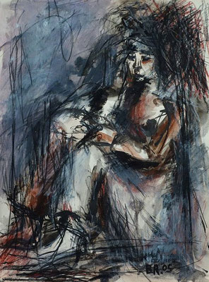 "Punkfrau", 2005 - Kreide auf Papier, 35x47 cm