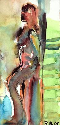 "Akt im Licht", 2001 - Aquarell, 14x30 cm