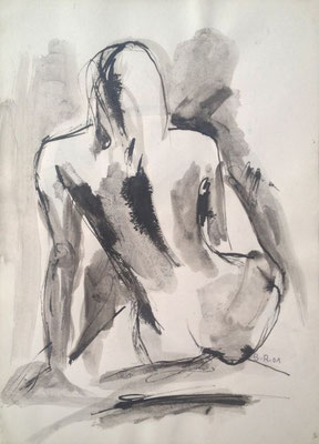 "Rückenakt", 2001 - Tusche auf Papier, 21x30 cm