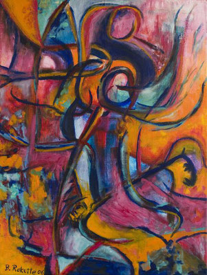 "Verschlungen", 2006 - Acryl auf Leinwand, 60x80 cm