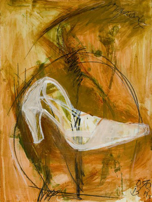 "Der Schuh von Aschenbrödel", 2010 - Kreide/Acryl auf Papier, 36x48 cm