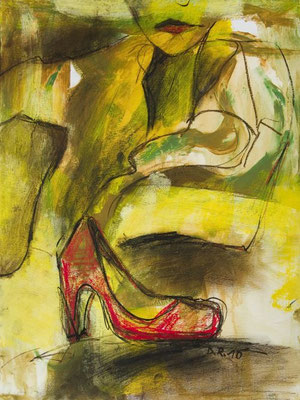 "Schuh von Schneewittchen", 2010 - Kreide/Acryl auf Papier, 36x48 cm