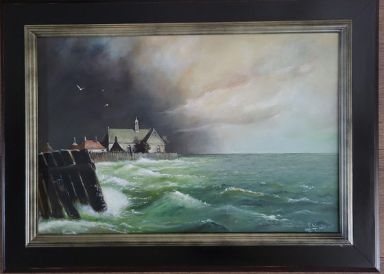 Zicht op Schokland ~ 40x50 cm ~ Olieverf op paneel