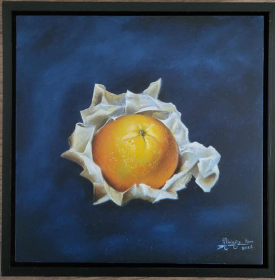 Sinaasappel ~ 20x20 cm ~ Olieverf op paneel