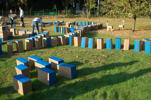 Het 'blauwe' landschap in aanbouw.