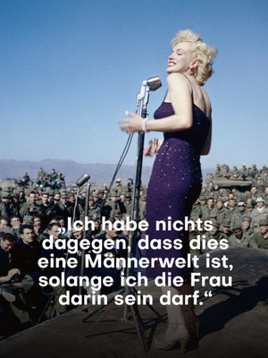 Postkarte: MARILYN MONROE among the US soldiers in Korea, Zitat